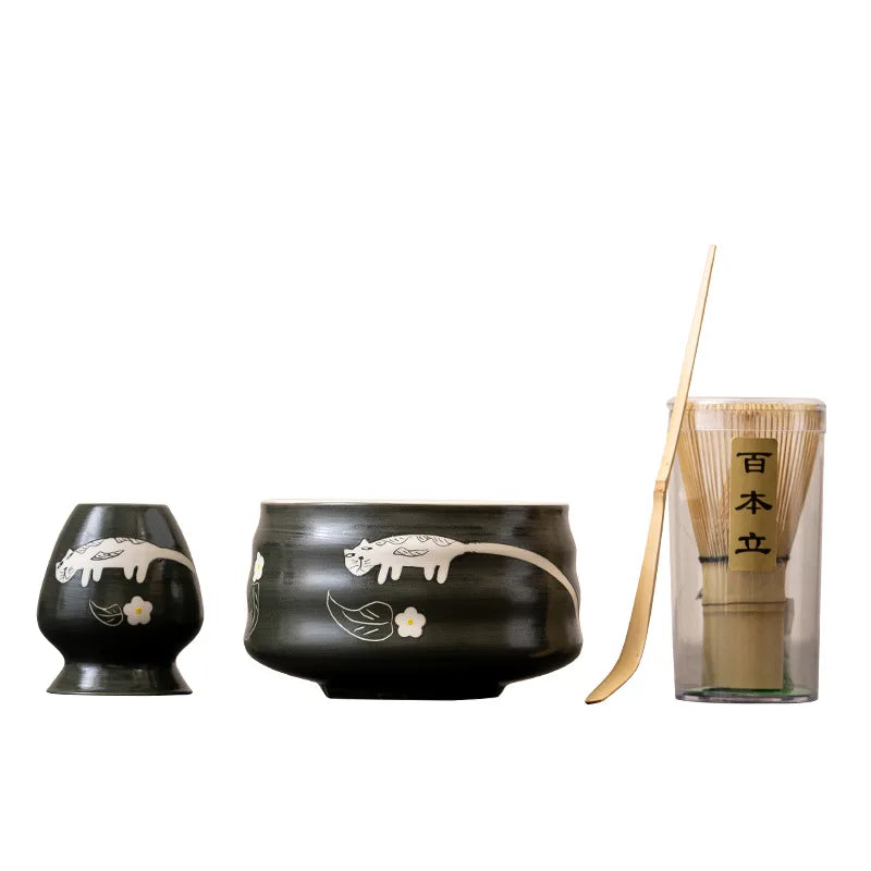 Japanese Matcha Tea Set - 5-Piece Ceramic Matcha Set with Whisk, Scoop, and Holders - Perfect Tea Gift Set 4