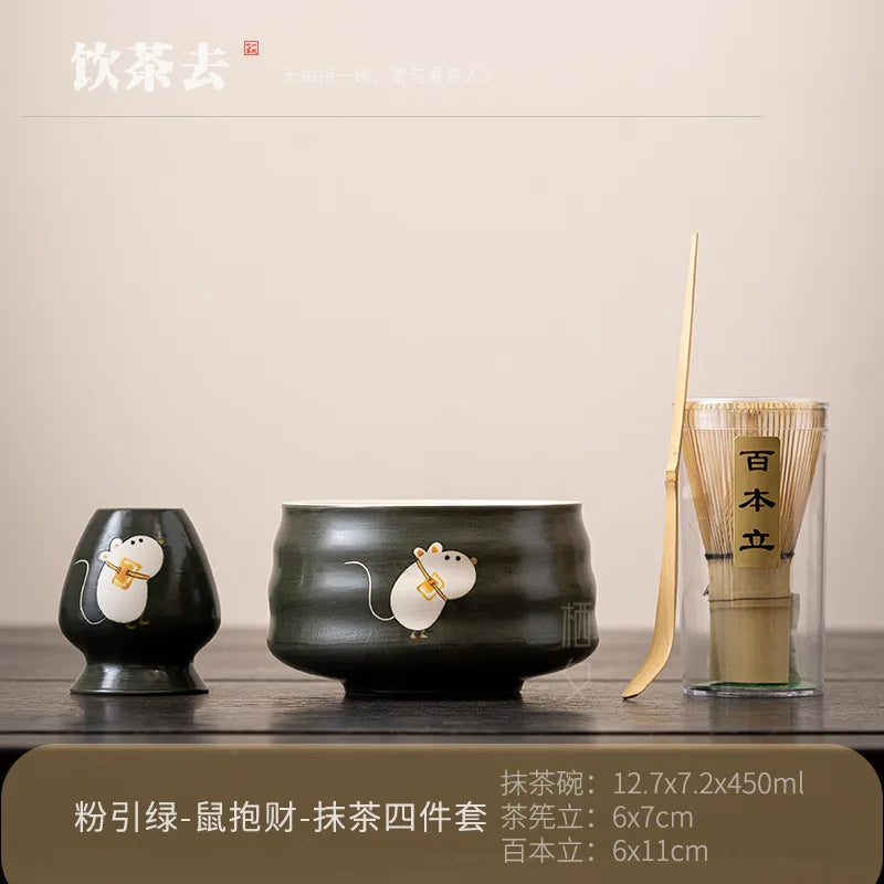 Japanese Matcha Tea Set - 5-Piece Ceramic Matcha Set with Whisk, Scoop, and Holders - Perfect Tea Gift Set 9