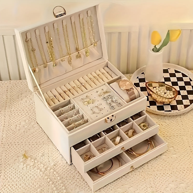 Jewelry Box for Women – PU Leather – Elegant Multi-Compartment Travel Jewelry Organizer – Lightweight and Stylish 6