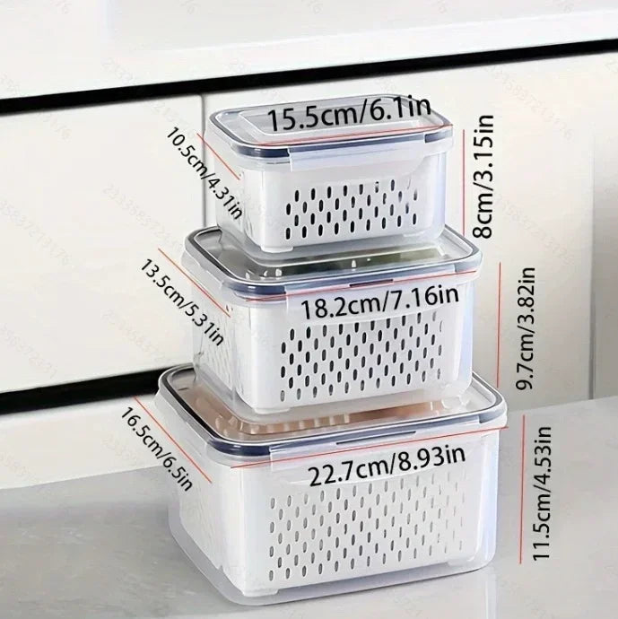 Kitchen Essentials | Food Storage Containers Set with Lids & Strainer - Keep Produce Fresh Longer 1