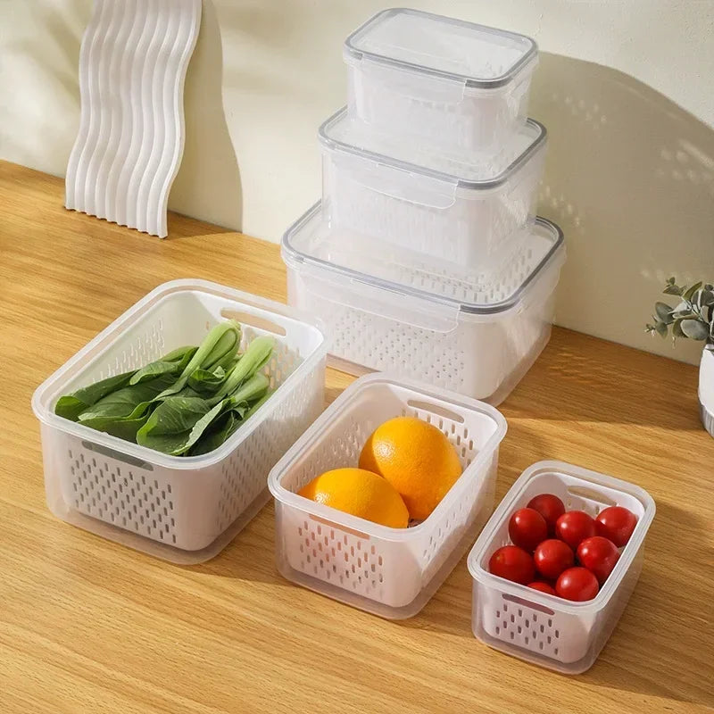 Kitchen Essentials | Food Storage Containers Set with Lids & Strainer - Keep Produce Fresh Longer 2
