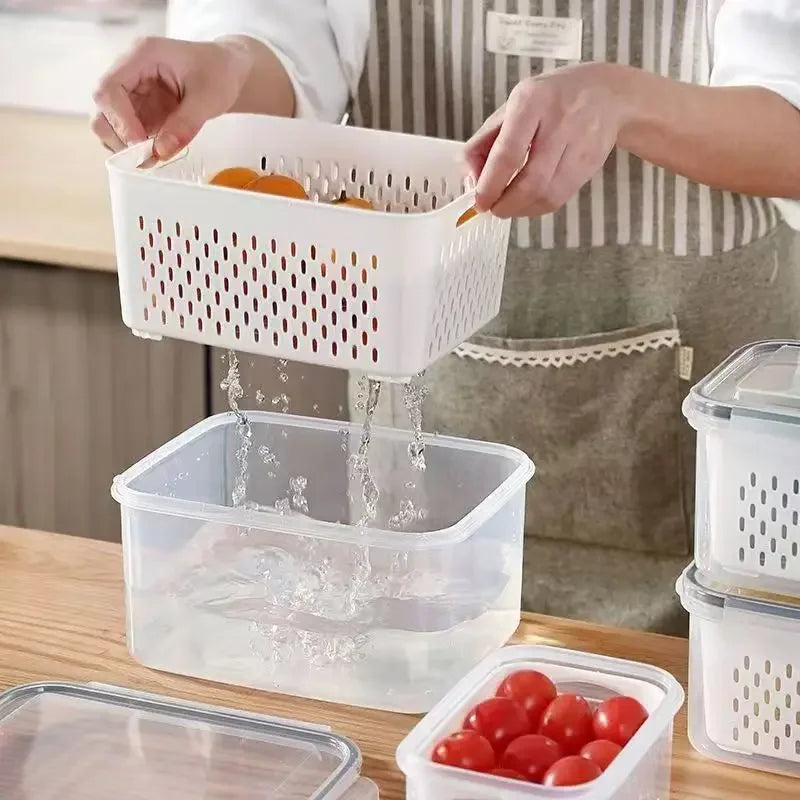 Kitchen Essentials | Food Storage Containers Set with Lids & Strainer - Keep Produce Fresh Longer 5