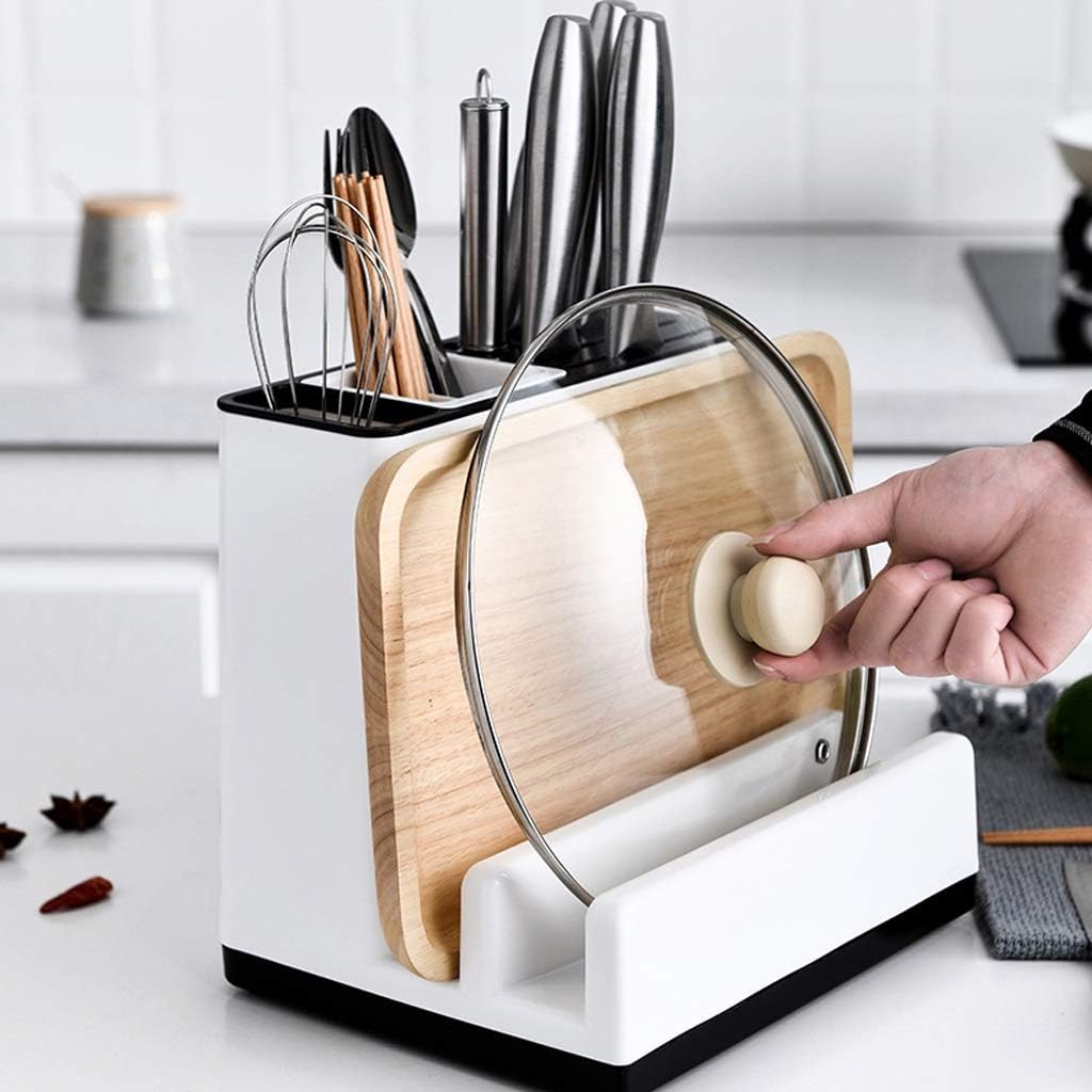 Kitchen drawer organizer – Durable plastic – Sleek black – Space-saving storage for utensils and knives – 9.5 x 3.4 x 9.1 in 3