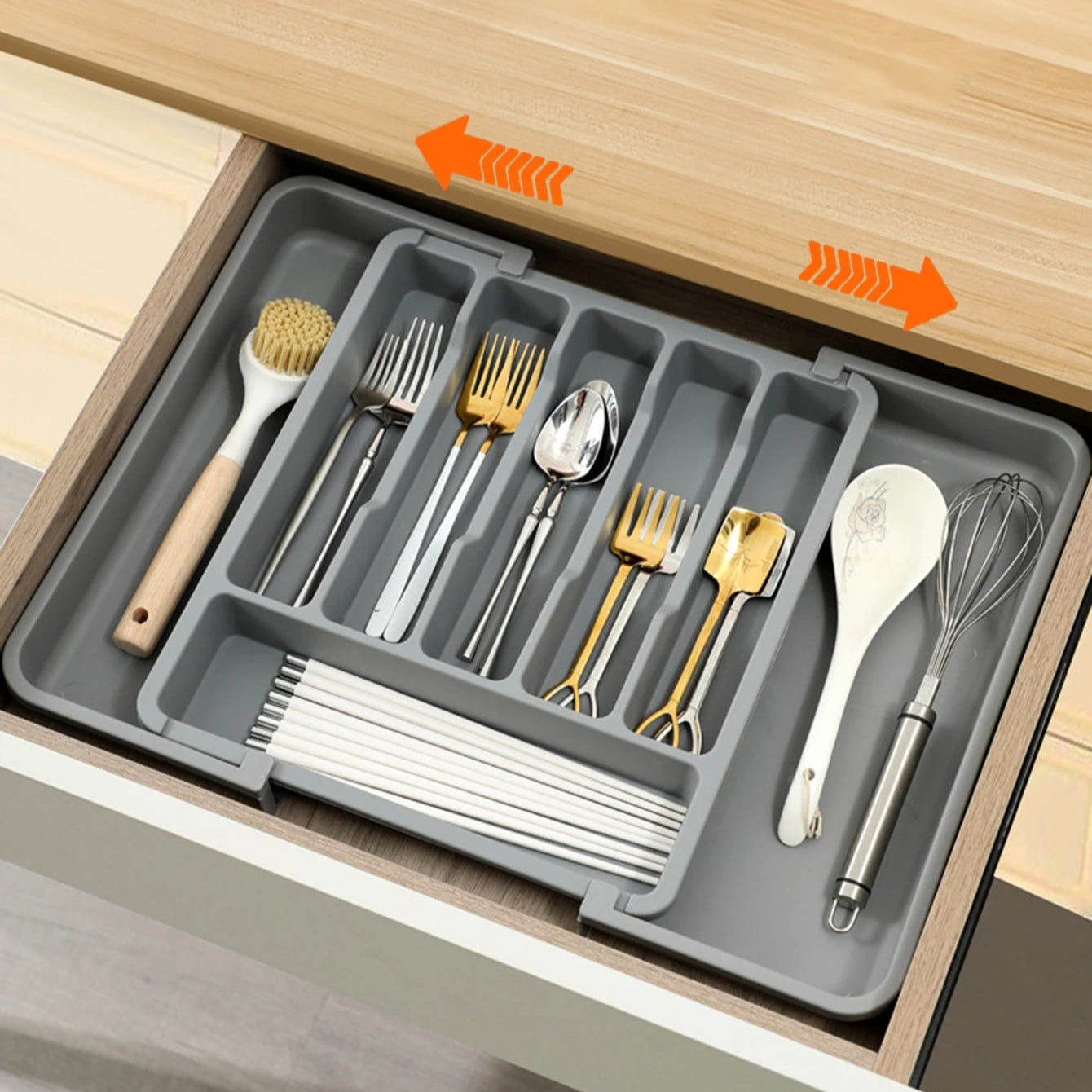 Kitchen drawer organizer – Expandable plastic – Adjustable dividers – Ideal for utensils and home organization 0