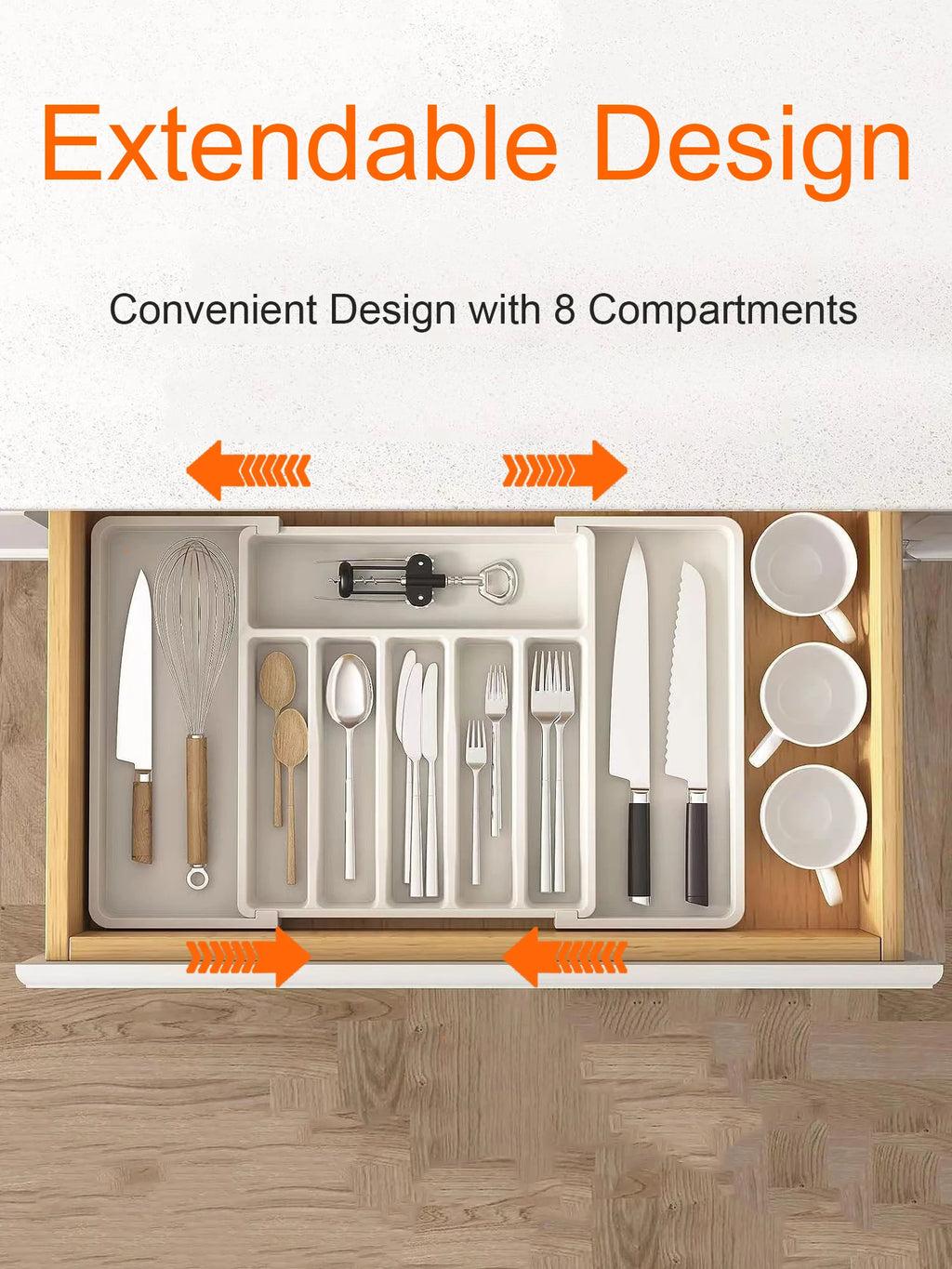 Kitchen drawer organizer – Expandable plastic – Adjustable dividers – Ideal for utensils and home organization 1