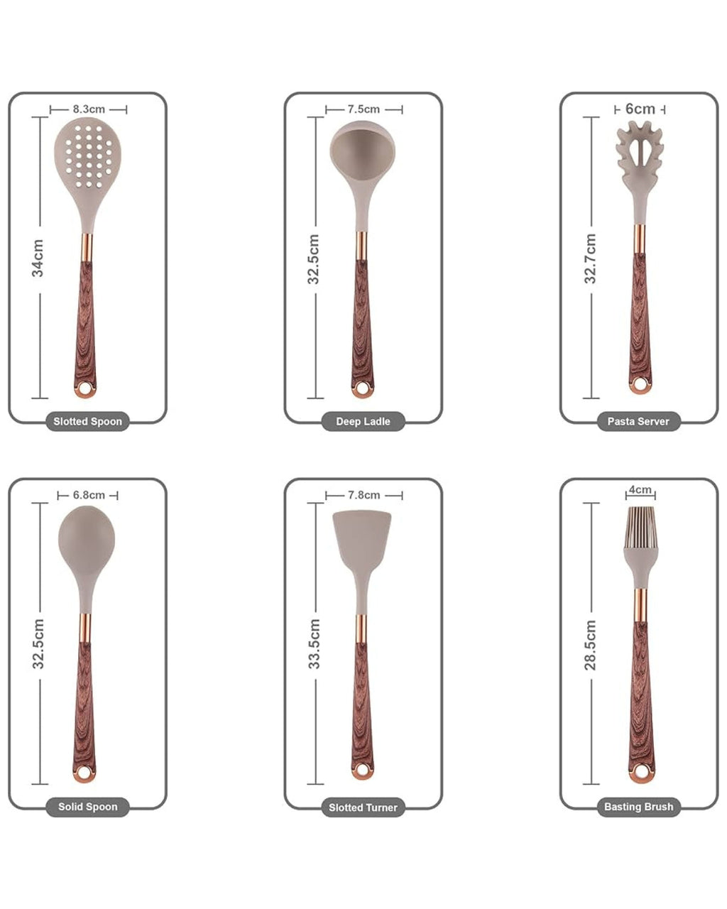 Kitchen utensil set – 11-piece silicone cooking utensils – Imitation wood grain handles – Heat-resistant and non-stick 3