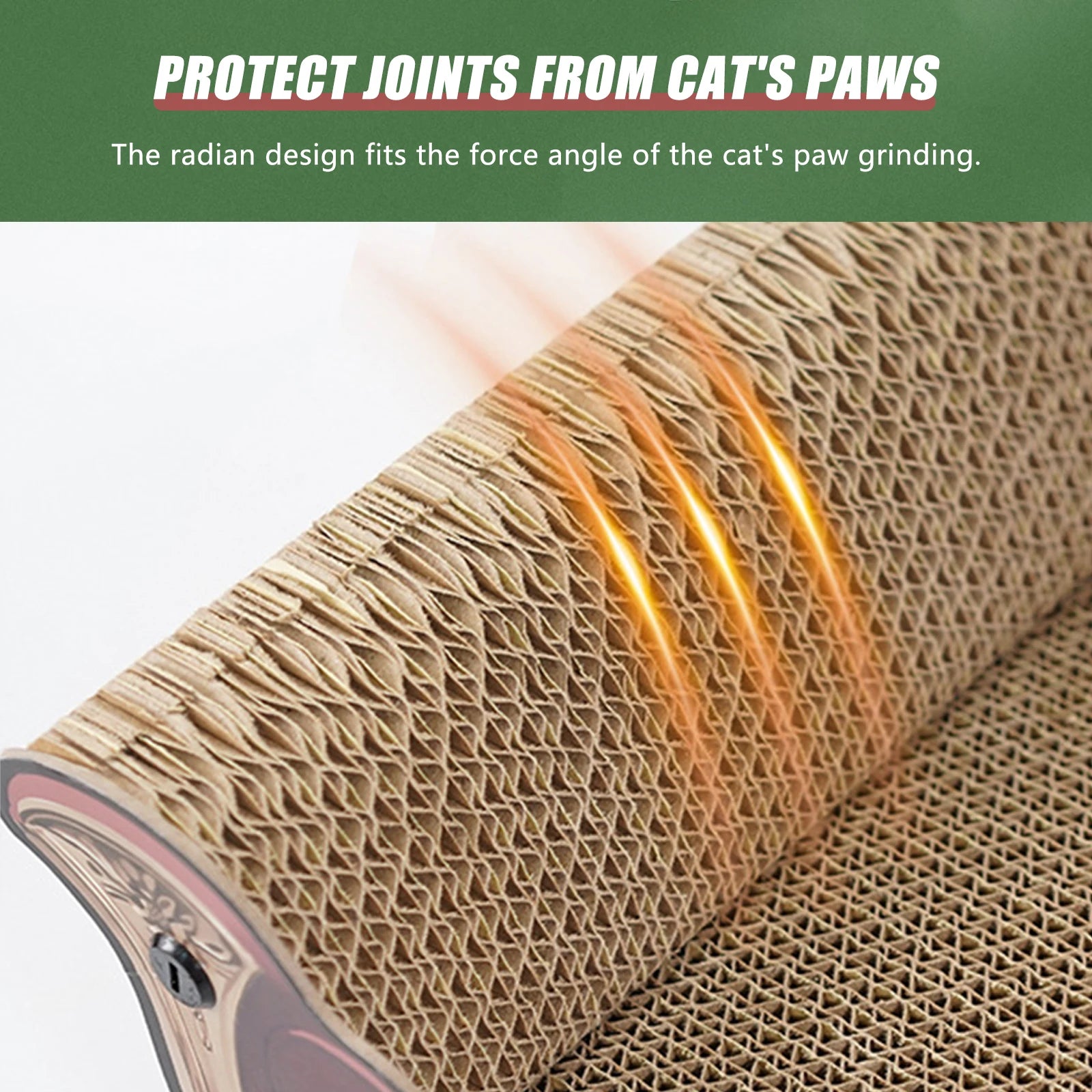 Large cardboard cat scratcher sofa bed in a stylish design, featuring a multi-functional lounge area for cats. Made from durable eco-friendly cardboard, it combines 1