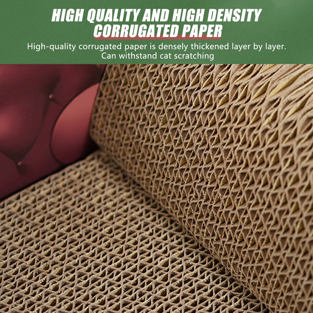 Large cardboard cat scratcher sofa bed in a stylish design, featuring a multi-functional lounge space. Made from durable cardboard, it offers a natural brown color 2
