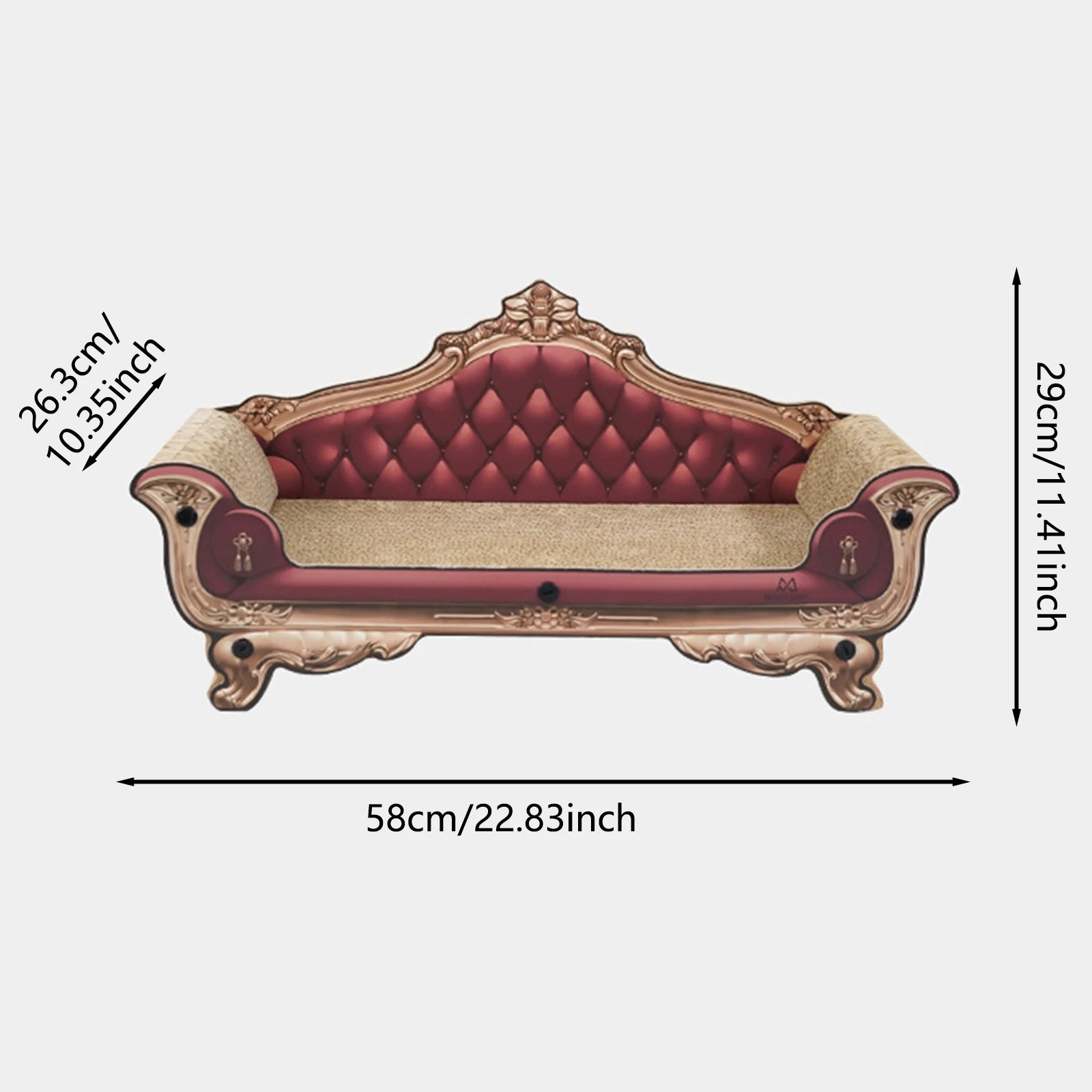 Large cardboard cat scratcher sofa bed in a modern design, featuring a stylish wave pattern. It serves as a cozy lounge for cats while providing scratching surfaces 4