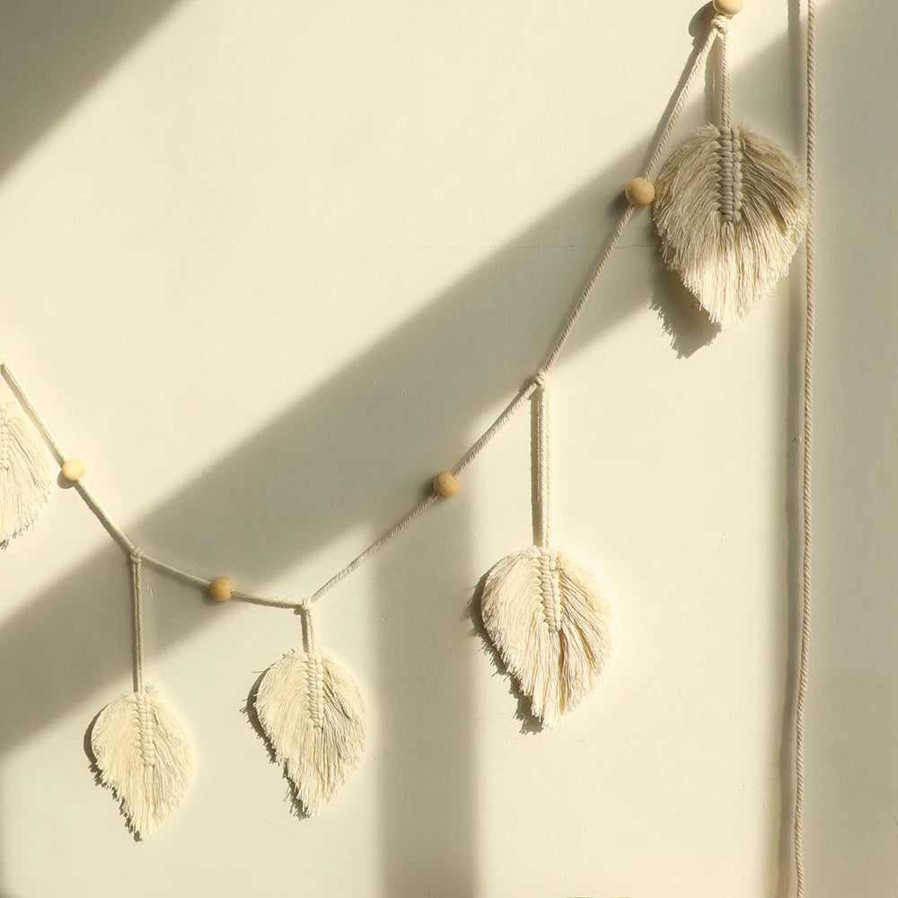Large Macrame Wall Hanging Tapestry, Natural Cotton, Boho Leaf Design for Living Room Wall Art Decor 1
