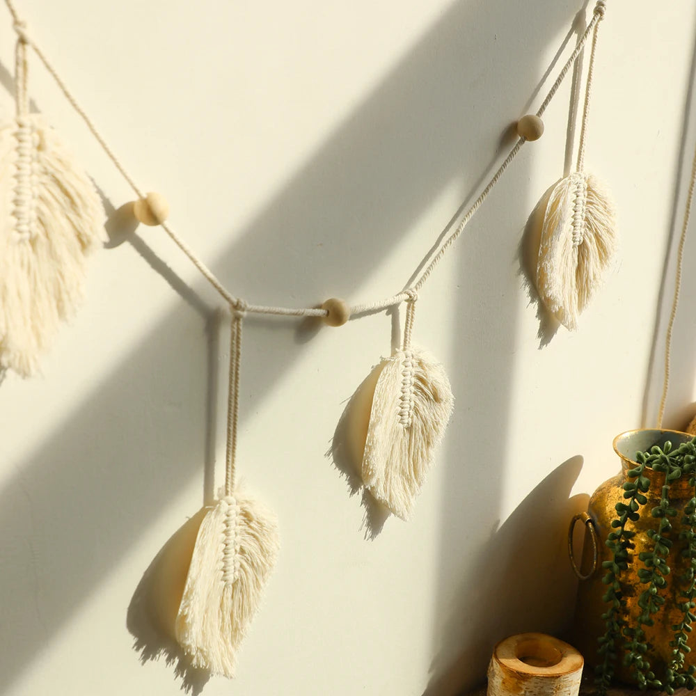 Large Macrame Wall Hanging Tapestry, Natural Cotton, Boho Leaf Design for Living Room Wall Art Decor 2