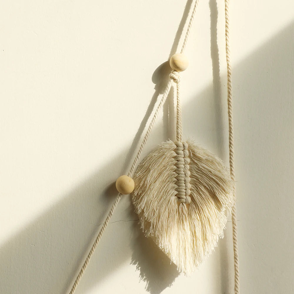 Large Macrame Wall Hanging Tapestry, Natural Cotton, Boho Leaf Design for Living Room Wall Art Decor 3