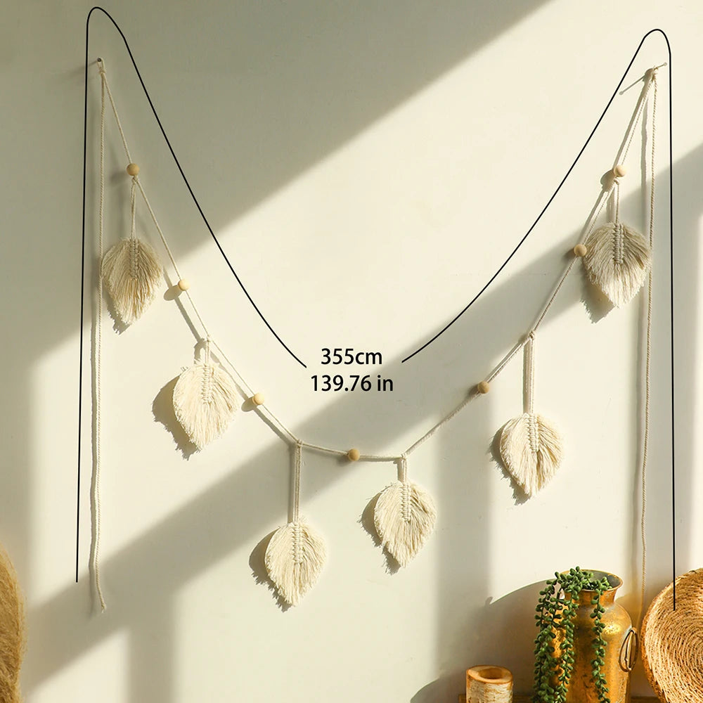 Large Macrame Wall Hanging Tapestry, Natural Cotton, Boho Leaf Design for Living Room Wall Art Decor 4