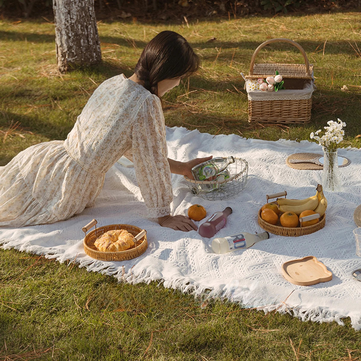 Large Waterproof Picnic Blanket - Moisture-Proof Outdoor Mat for Picnics, Camping, and Beach - French White, 59 x 79 Inches 1