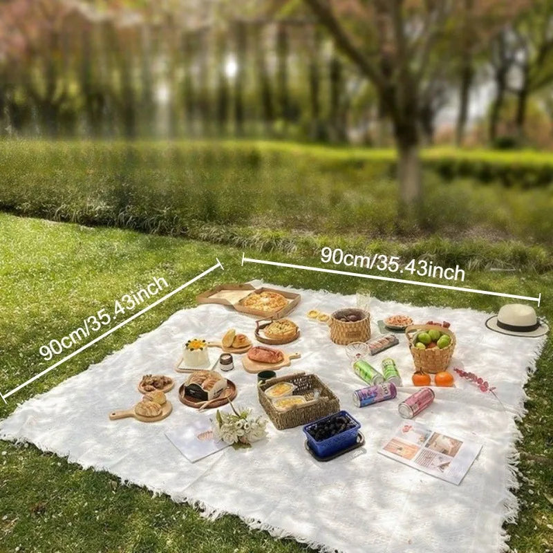 Large Waterproof Picnic Blanket - Moisture-Proof Outdoor Mat for Picnics, Camping, and Beach - French White, 59 x 79 Inches 4