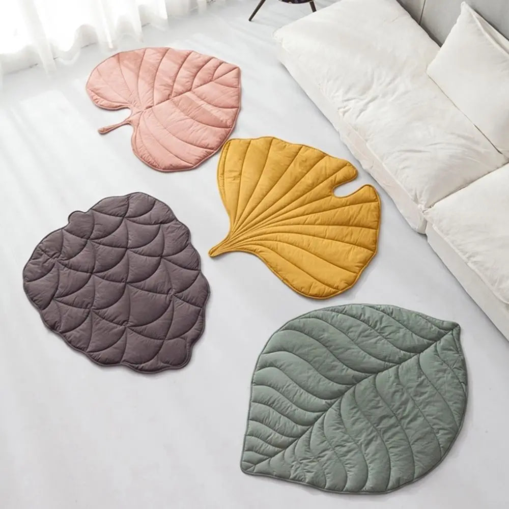 Leaf-shaped dog cooling mat in vibrant green, made from soft, breathable fabric. Washable design ensures easy maintenance, providing a comfortable and stylish pet bed 2