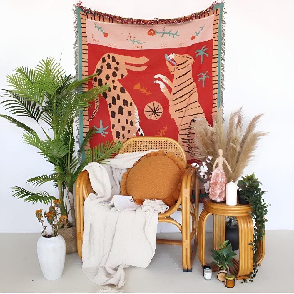 Leopard Woven Microfiber Throw Blanket, Soft Tassel Design, 51 x 63, Versatile Sofa Throw, Machine Washable 1
