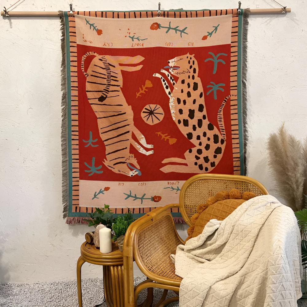 Leopard Woven Microfiber Throw Blanket, Soft Tassel Design, 51 x 63, Versatile Sofa Throw, Machine Washable 2
