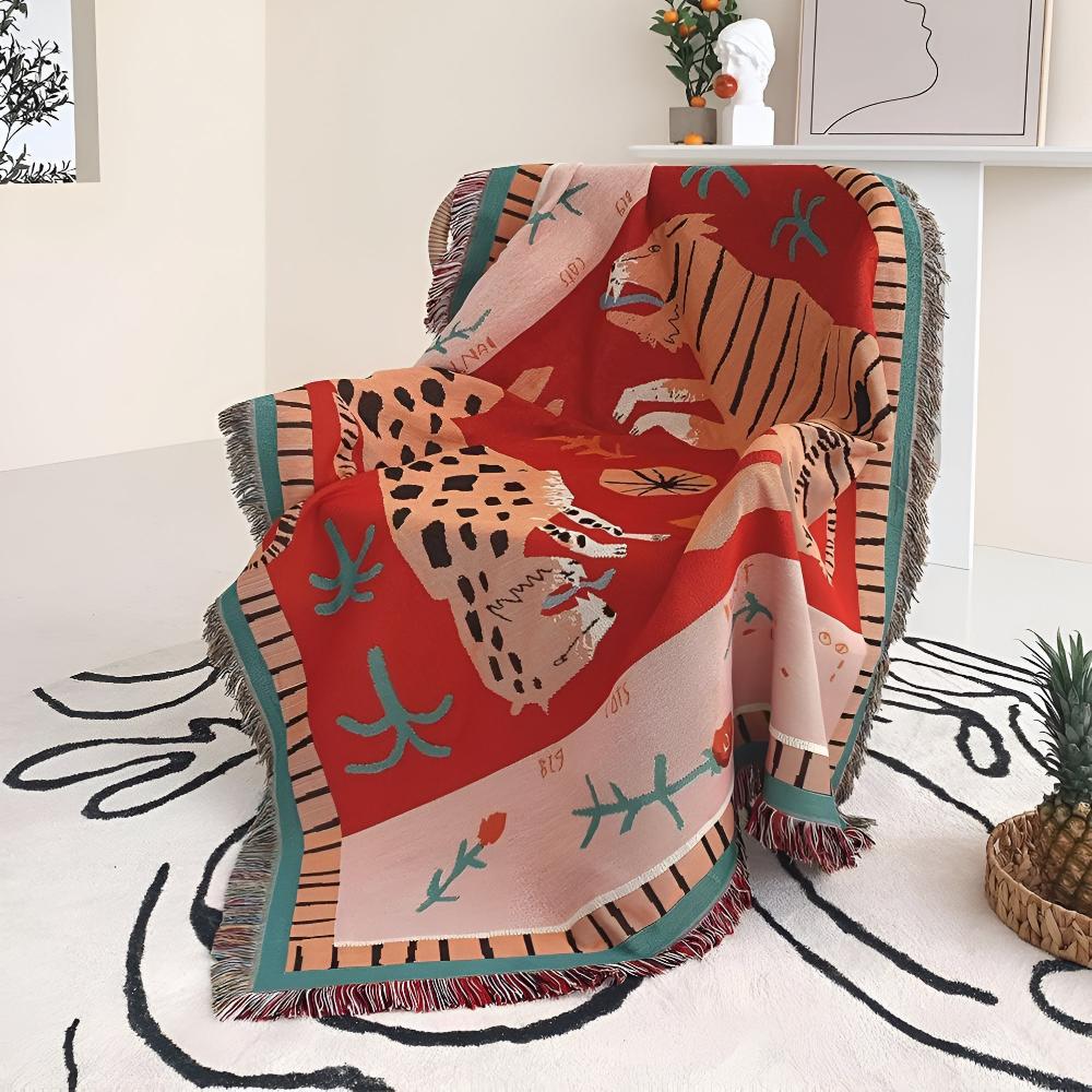 Leopard Woven Microfiber Throw Blanket, Soft Tassel Design, 51 x 63, Versatile Sofa Throw, Machine Washable 3