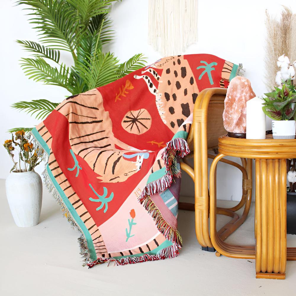 Leopard Woven Microfiber Throw Blanket, Soft Tassel Design, 51 x 63, Versatile Sofa Throw, Machine Washable 4