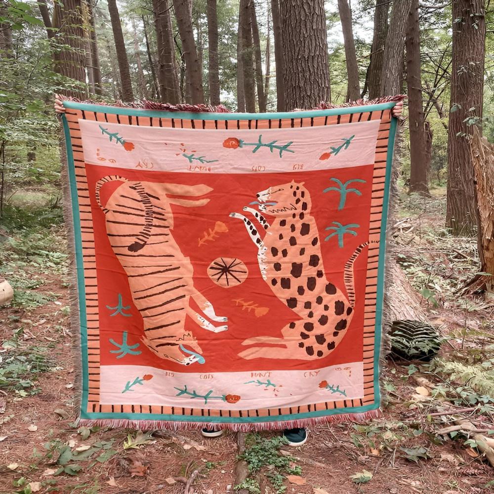 Leopard Woven Microfiber Throw Blanket, Soft Tassel Design, 51 x 63, Versatile Sofa Throw, Machine Washable 6