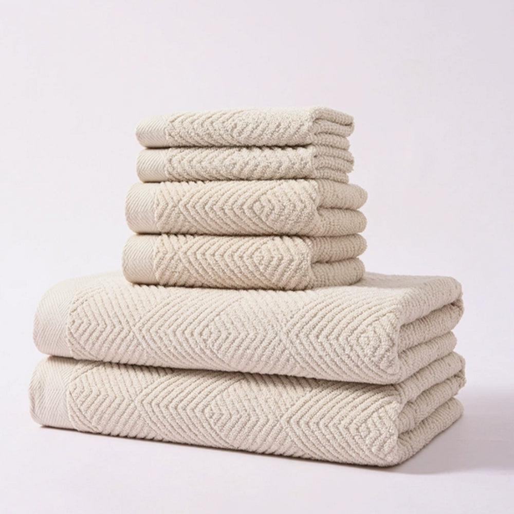 Luxury Cotton Towel Set - 6-Piece Ultra-Soft Bath Towel Sets for Maximum Absorbency and Comfort 0