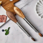 Luxury Kitchen Tongs Set with Stainless Steel and Wooden Handles – Ergonomic and Stylish Cooking Tools 0