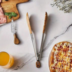Luxury Kitchen Tongs Set with Stainless Steel and Wooden Handles – Ergonomic and Stylish Cooking Tools 1