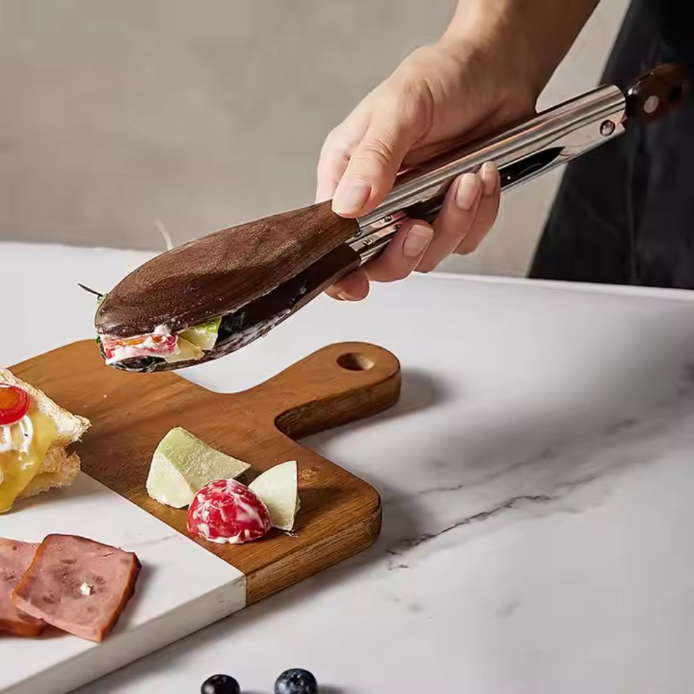 Luxury Kitchen Tongs Set with Stainless Steel and Wooden Handles – Ergonomic and Stylish Cooking Tools 2