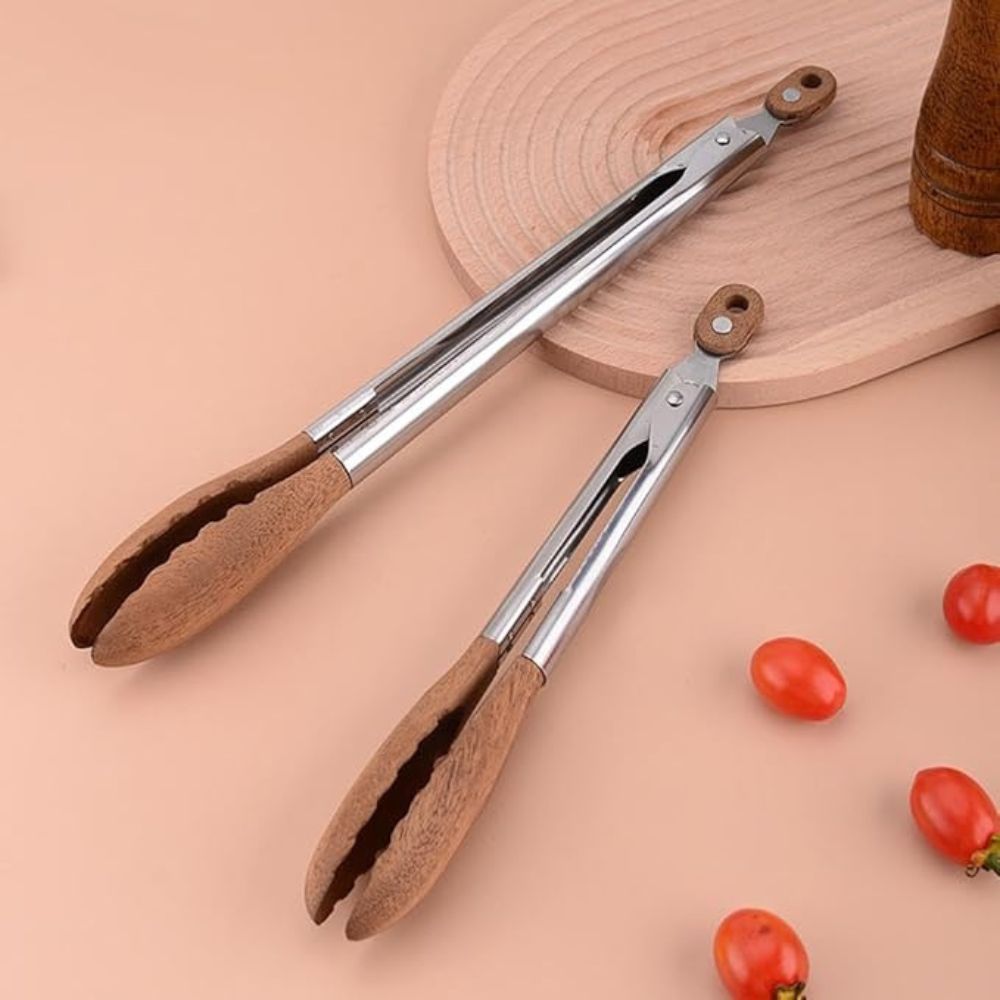 Luxury Kitchen Tongs Set with Stainless Steel and Wooden Handles – Ergonomic and Stylish Cooking Tools 5