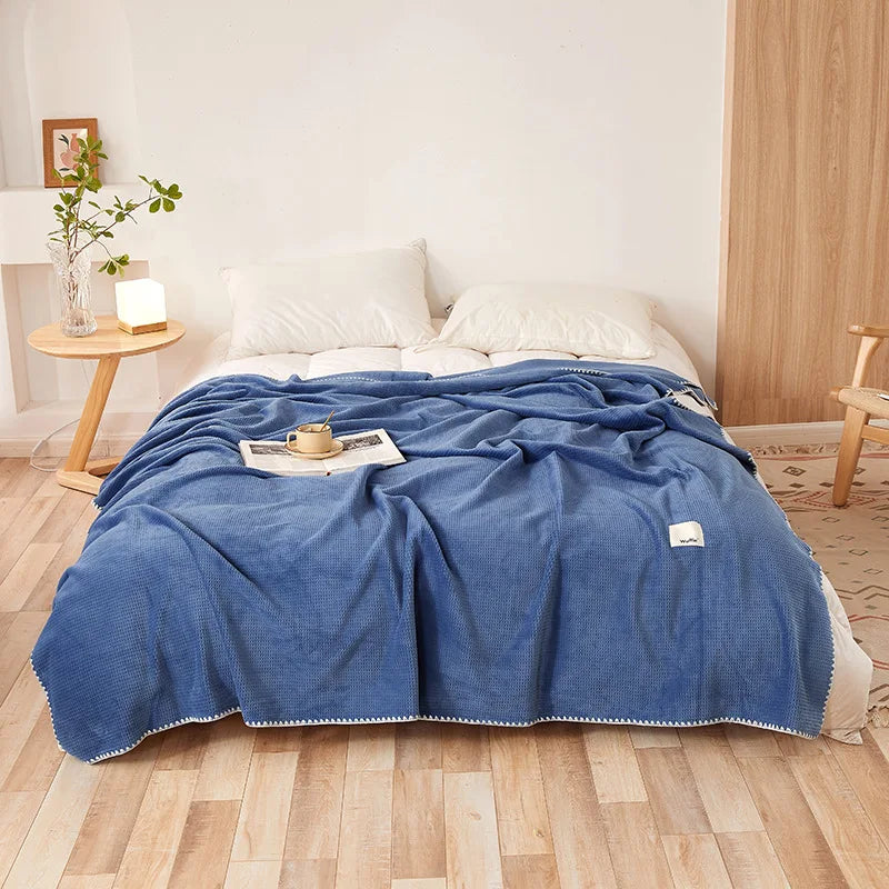 Plush luxury velvet blanket in a rich solid color, designed for year-round comfort. This cozy throw is perfect for adding warmth to your living space or 7