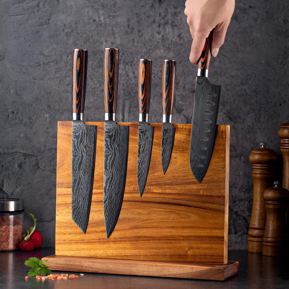 Magnetic Knife Holder - Double-Sided Wooden Storage for Up to 12 Kitchen Knives - Sleek and Durable Design 0