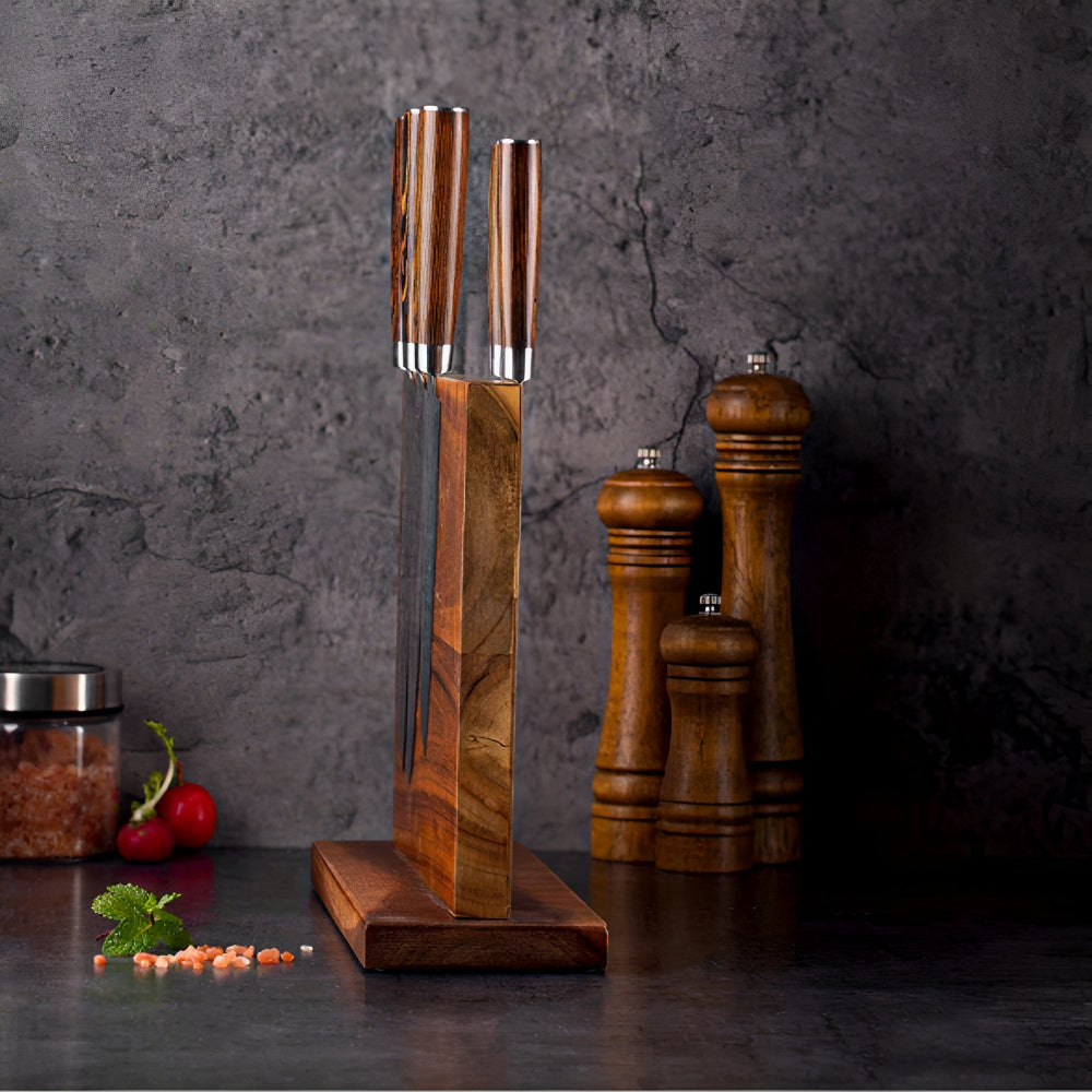 Magnetic Knife Holder - Double-Sided Wooden Storage for Up to 12 Kitchen Knives - Sleek and Durable Design 1