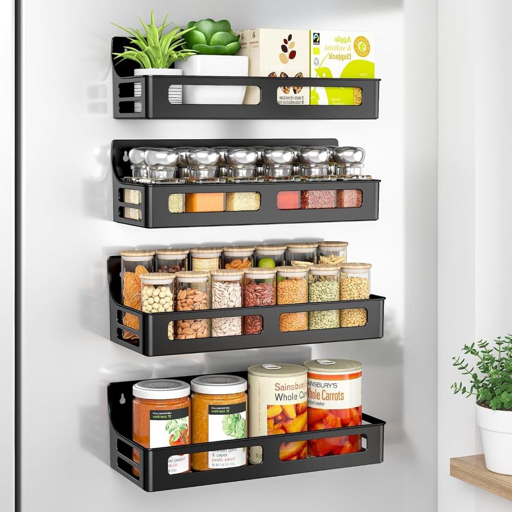 Magnetic spice rack – Stainless steel – Space-saving wall-mounted organizer – Holds up to 48 spice jars 0
