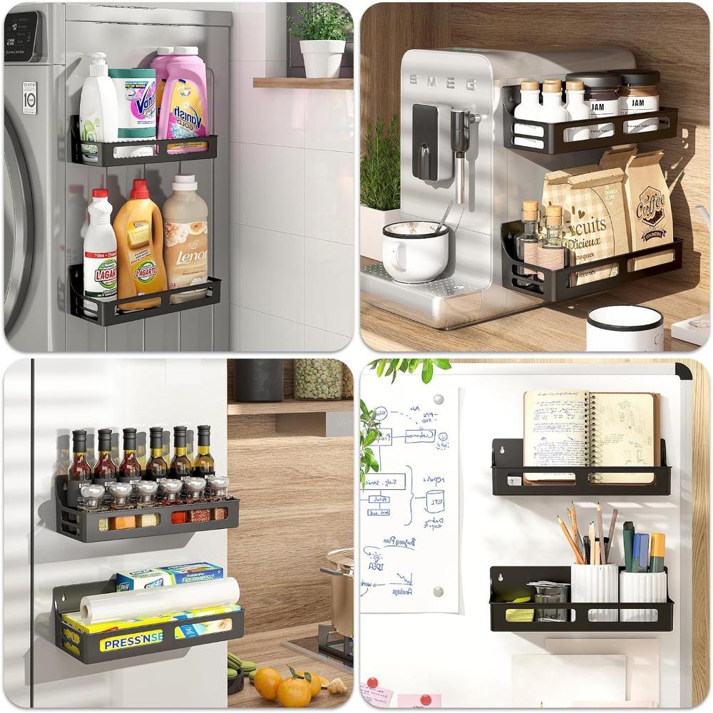 Magnetic spice rack – Stainless steel – Space-saving wall-mounted organizer – Holds up to 48 spice jars 6