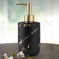 Marble Look Soap Dispenser with Gold Accents – Elegant Ceramic Bathroom and Kitchen Accessory 0