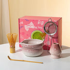 Elegant 7-piece matcha set featuring a beautifully crafted ceramic bowl and whisk, adorned with delicate cherry blossom designs. The set includes a bowl, whisk 14
