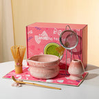 Elegant 7-piece matcha set featuring a beautifully crafted ceramic bowl and whisk, adorned with delicate cherry blossom designs. The set includes a bowl, whisk 19