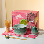 Elegant 7-piece matcha set featuring a beautifully crafted ceramic bowl and whisk, adorned with delicate cherry blossom designs. The set includes a bowl, whisk 23