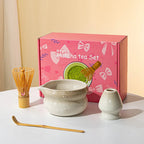 Elegant 7-piece matcha set featuring a beautifully crafted ceramic bowl and whisk, adorned with delicate cherry blossom designs. The set includes a bowl, whisk 29