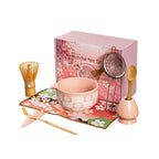 Elegant 8-piece matcha tea set featuring a delicate cherry blossom bowl. Includes a matcha whisk, scoop, and sifter, all crafted from 4