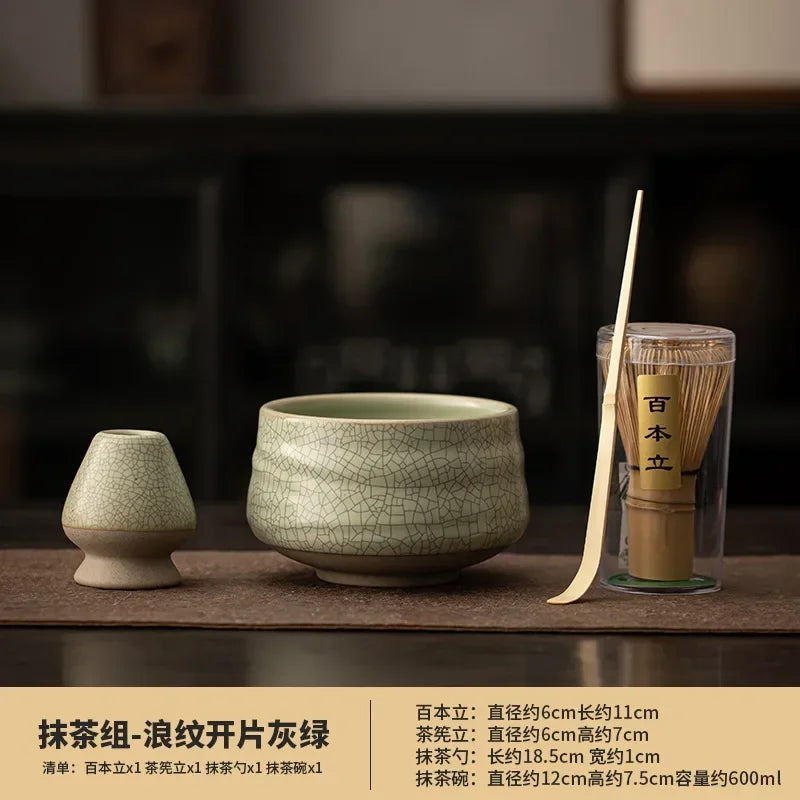 Matcha Tea Set with Bamboo Whisk and Ceramic Bowl - Traditional Matcha Gift Set 0