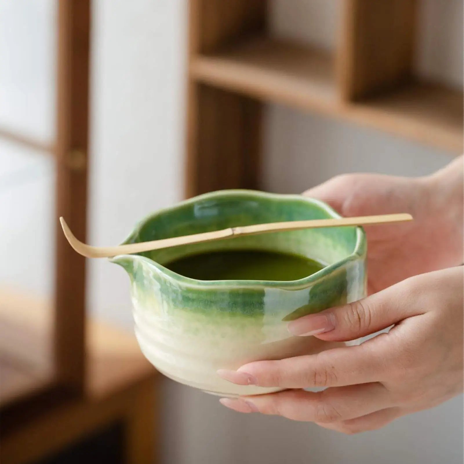 Matcha Whisk Set – Ceramic Bowl with Spout – 5-Piece Japanese Tea Ceremony Kit 3