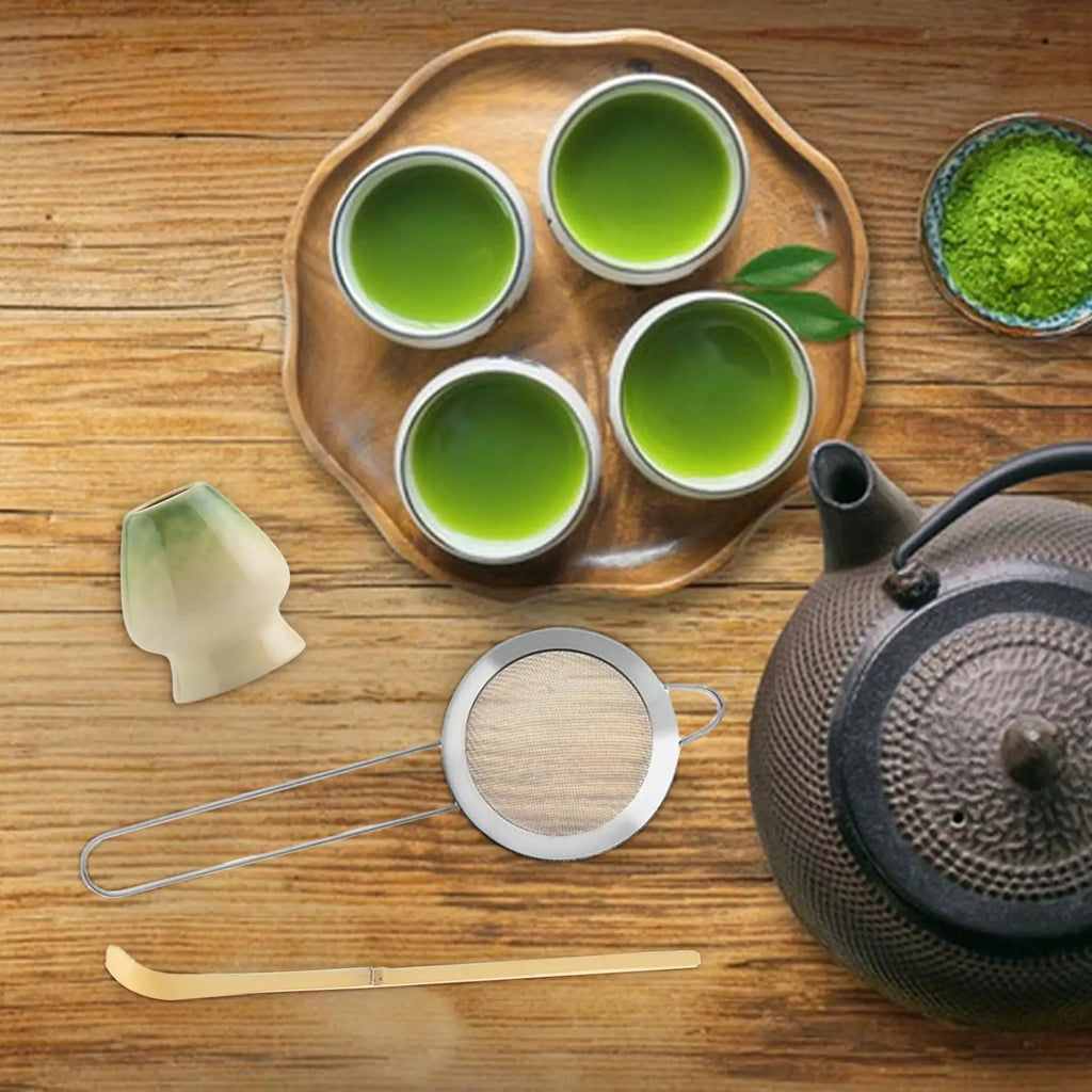 Matcha Whisk Set – Ceramic Bowl with Spout – 5-Piece Japanese Tea Ceremony Kit 4
