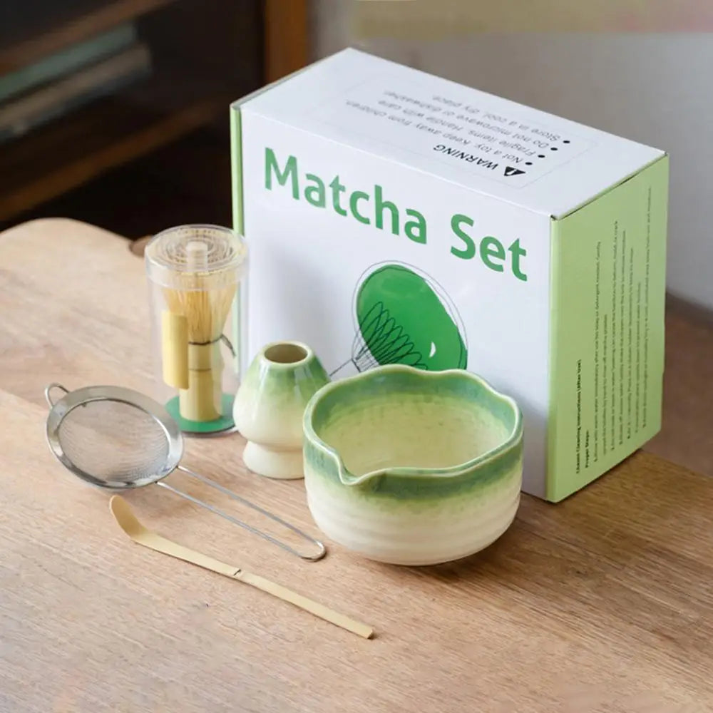 Matcha Whisk Set – Ceramic Bowl with Spout – 5-Piece Japanese Tea Ceremony Kit 6