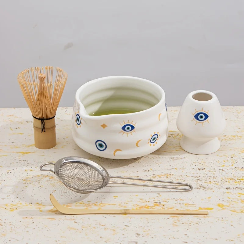 Matcha set – 5-piece ceramic – Devil's Eye design – Ideal for tea ceremonies and gifts 0