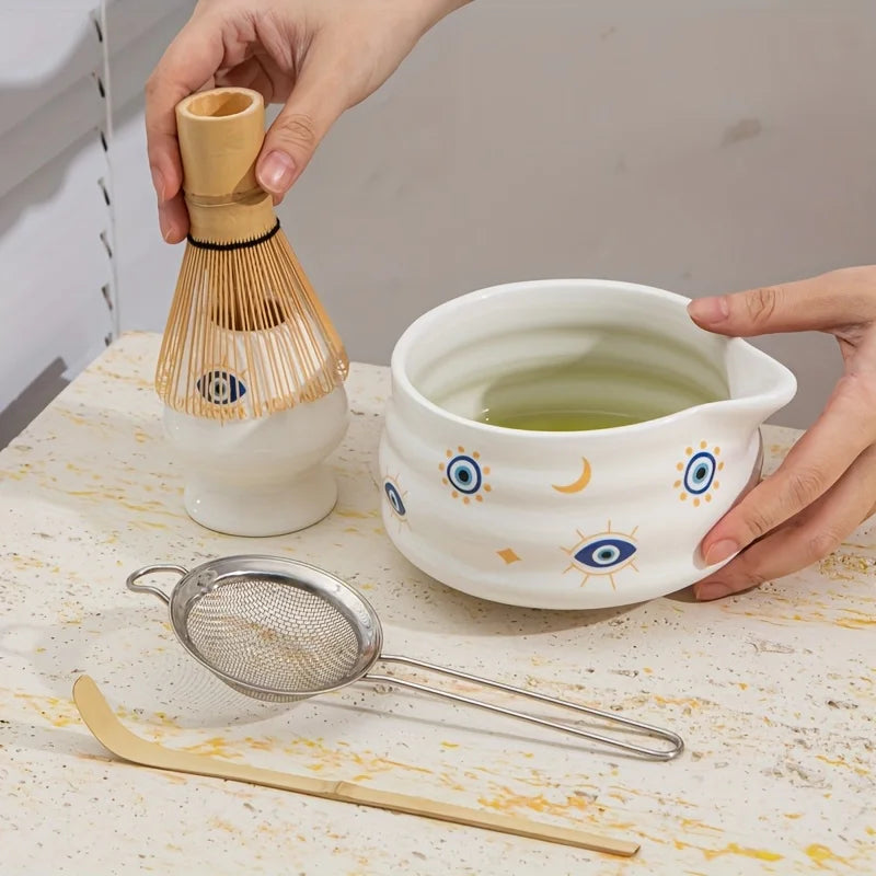 Matcha set – 5-piece ceramic – Devil's Eye design – Ideal for tea ceremonies and gifts 1