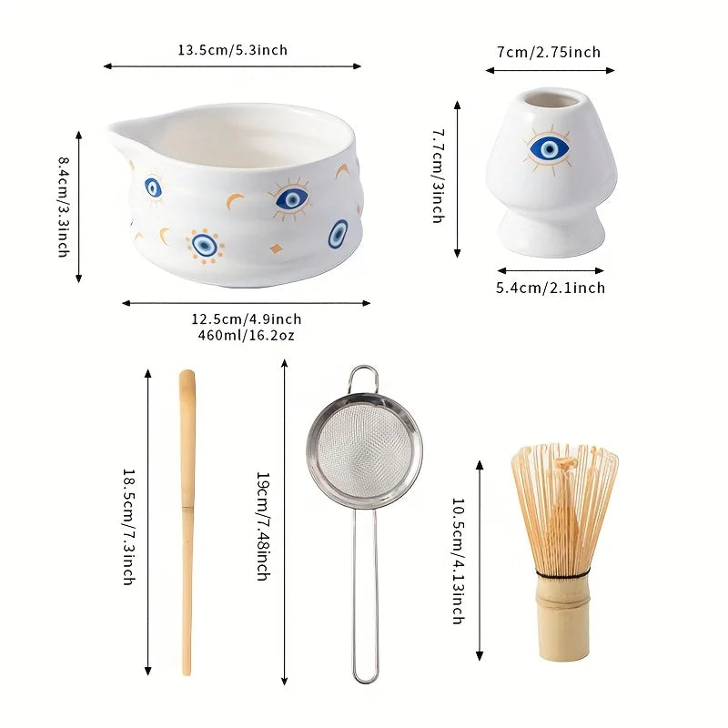 Matcha set – 5-piece ceramic – Devil's Eye design – Ideal for tea ceremonies and gifts 2