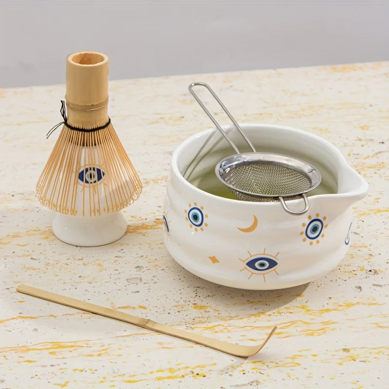 Matcha set – 5-piece ceramic – Devil's Eye design – Ideal for tea ceremonies and gifts 3