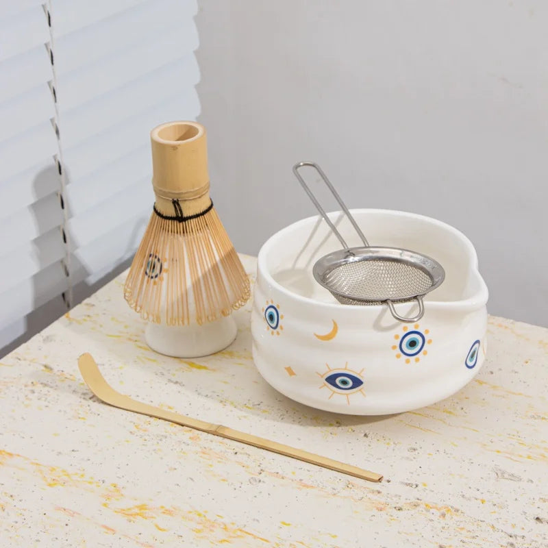 Matcha set – 5-piece ceramic – Devil's Eye design – Ideal for tea ceremonies and gifts 4